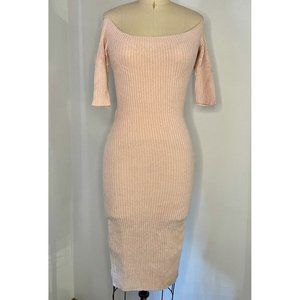 Pink Helmut Lang Off-Shoulder Sweater Dress